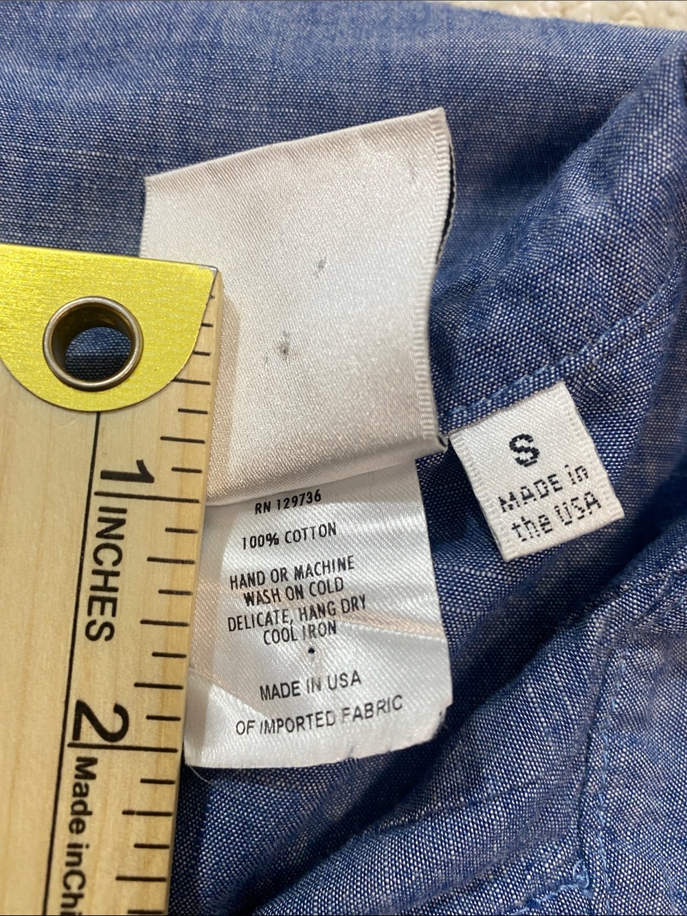 Finley Chambray Pintuck Button Tunic in Denim Blue Size S 100% Cotton - Picture 8 of 15